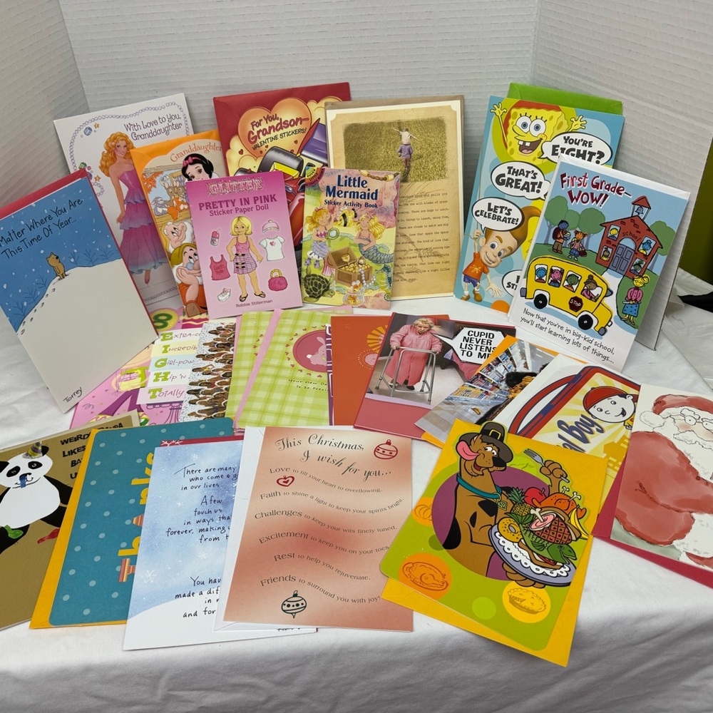 Colorful Bundle Card Collection Sticker books Birthday Valentines, Christmas-Lot
